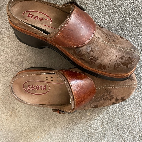 Klogs Austin brown leather floral Slip Ons Mules Loafers Clog size 9 - Picture 10 of 10